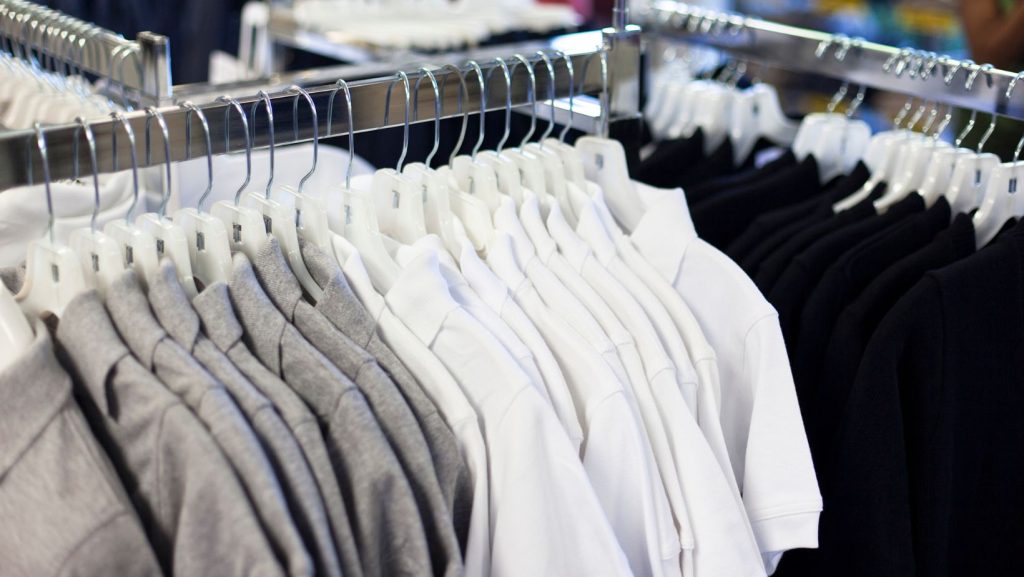 Shirts hanging on a rack